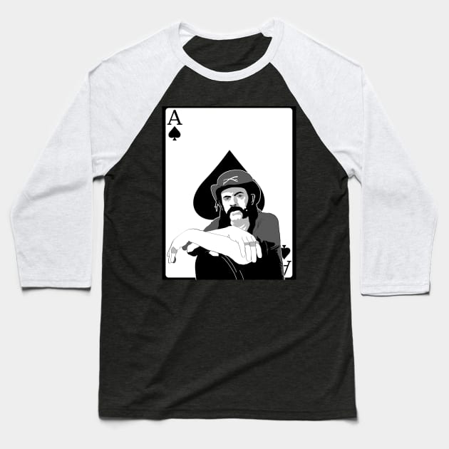 Ace of Spades Lemmy Kilmister Motorhead playing card Baseball T-Shirt by Blaze_Belushi